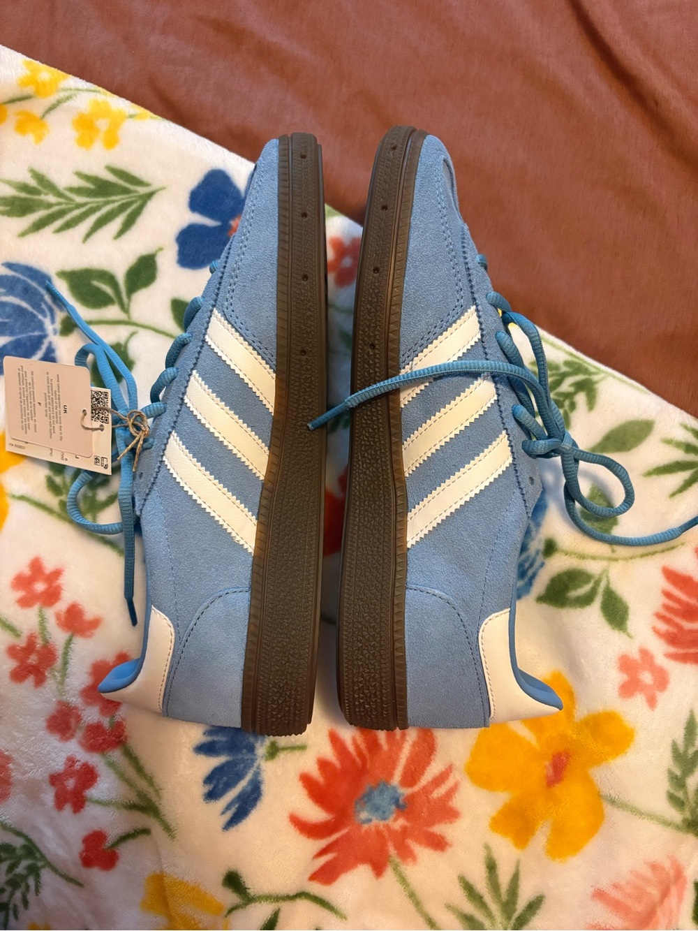 adidas Sky Blue Suede Sneakers with White Stripes - Picture 4 of 4